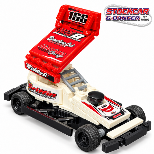 BriSCA F1 166 brick building kit, angled view