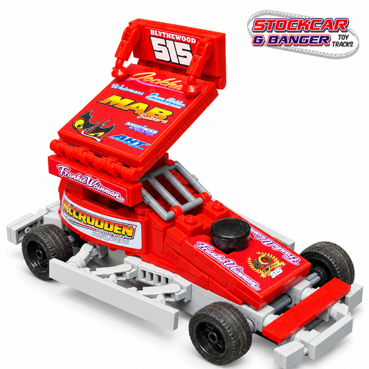 BriSCA F1 515 brick building kit, angled view