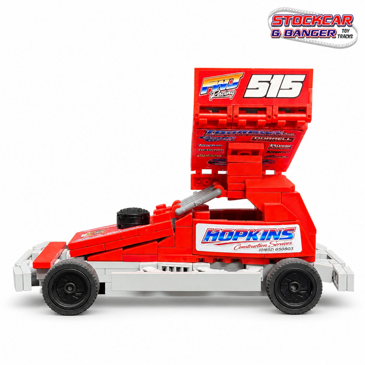 BriSCA F1 515 brick building kit, side view 2