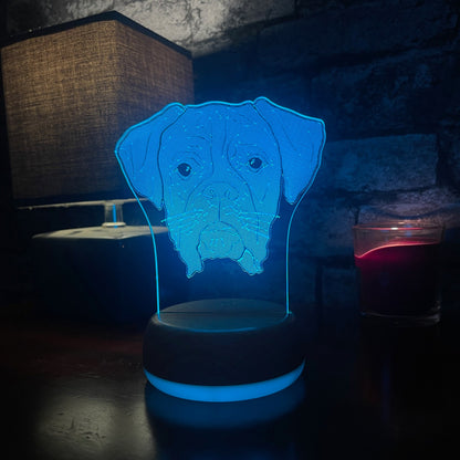 Personalised Boxer Dog LED Lamp Night Light