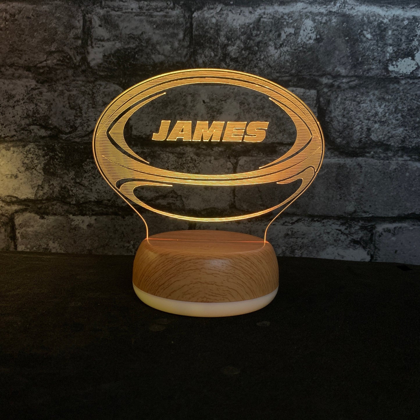 Personalised Rugby Ball LED Lamp Night Light