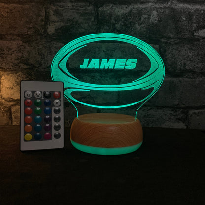 Personalised Rugby Ball LED Lamp Night Light