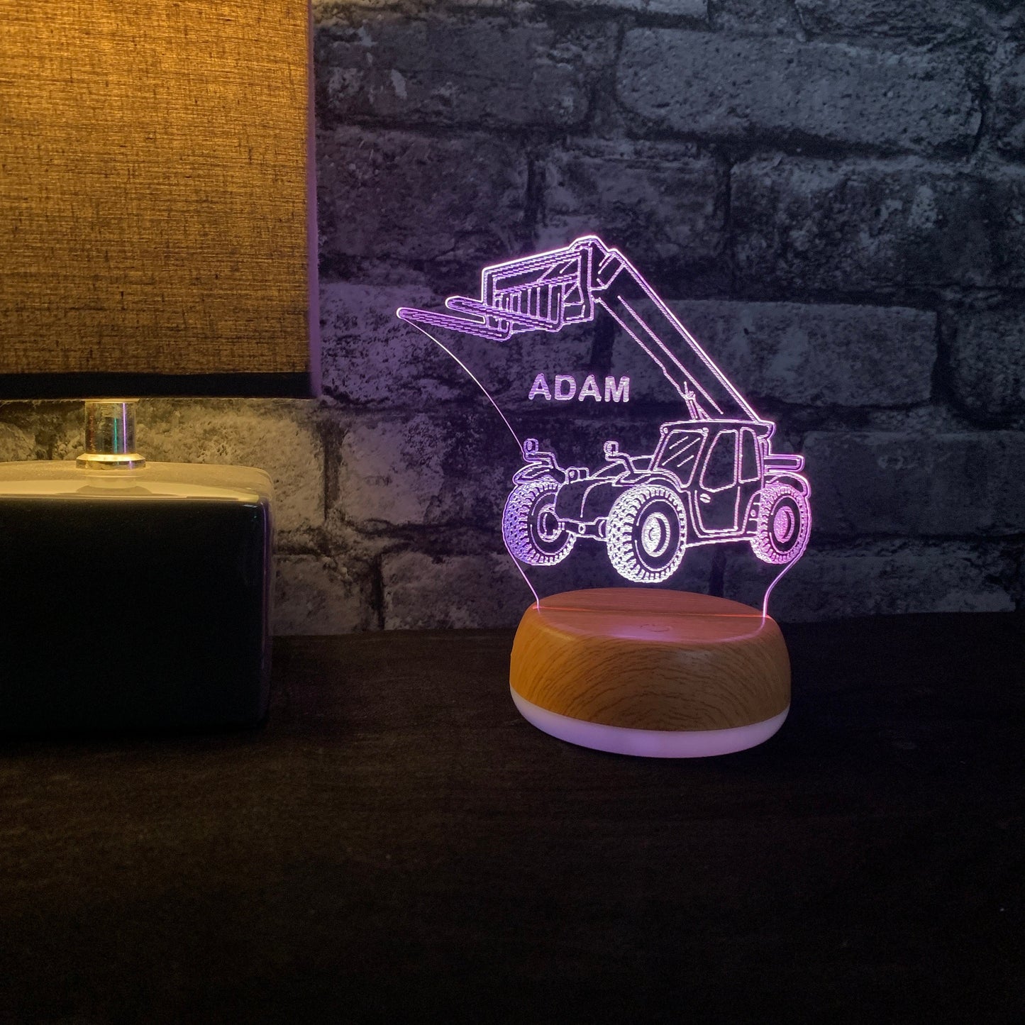 Personalised Forklift Loader Digger LED Lamp Night Light