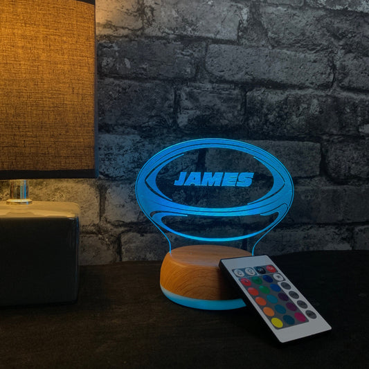 Personalised Rugby Ball LED Lamp Night Light