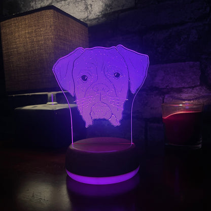 Personalised Boxer Dog LED Lamp Night Light