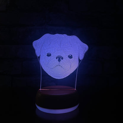 Personalised Pug LED Lamp Night Light