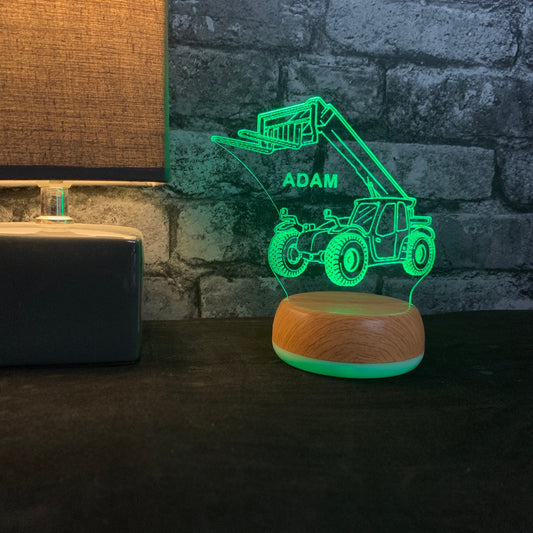 Personalised Forklift Loader Digger LED Lamp Night Light