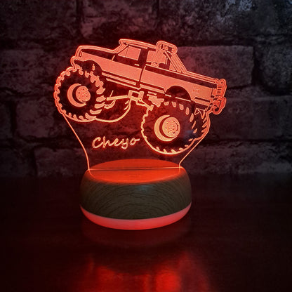 Personalised Monster Truck LED Lamp Night Light