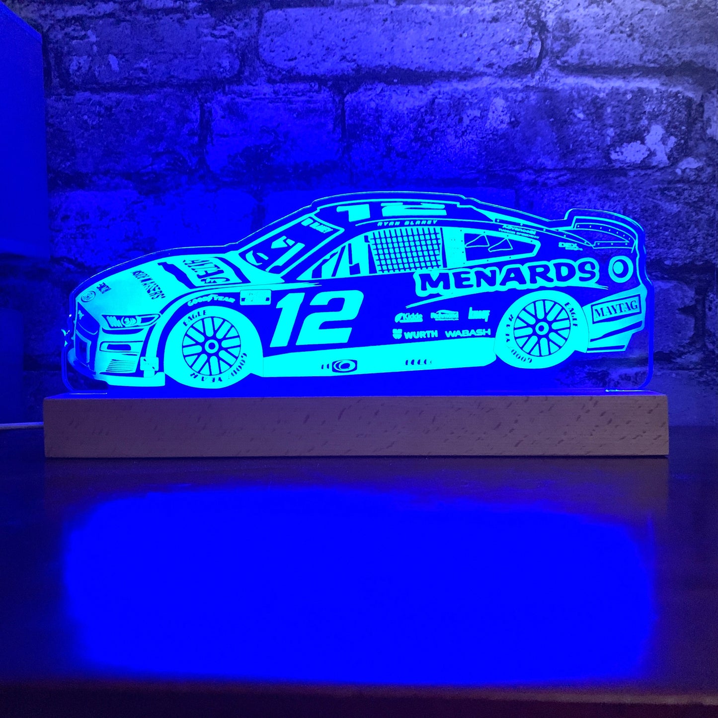 Ryan Blaney #12 Ford Mustang LED Lamp Night Light  Night Light Stock Car & Banger Toy Tracks