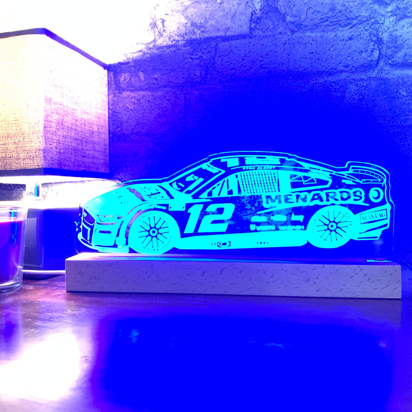 Ryan Blaney #12 Ford Mustang LED Lamp Night Light  Night Light Stock Car & Banger Toy Tracks