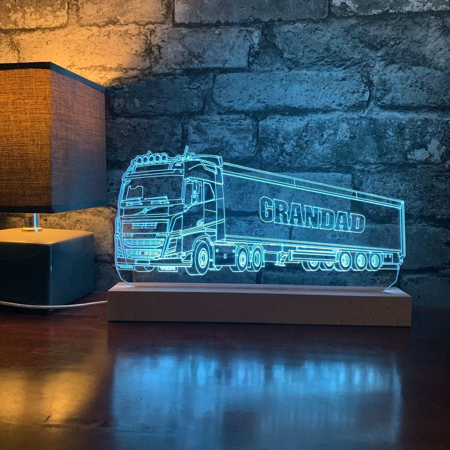 Personalised Volvo Lorry with Trailer LED Lamp Night Light