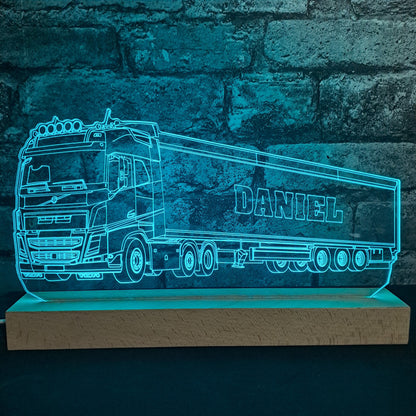 Personalised Volvo Lorry with Trailer LED Lamp Night Light