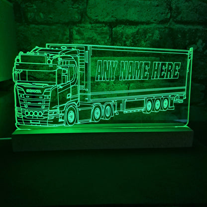 Gepersonaliseerde Scania vrachtwagen met aanhanger LED-lamp nachtlampje