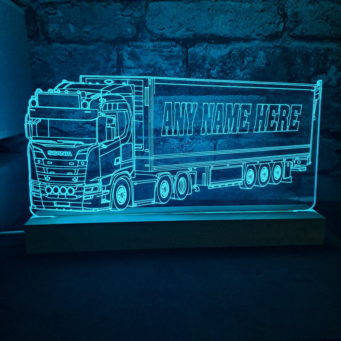 Gepersonaliseerde Scania vrachtwagen met aanhanger LED-lamp nachtlampje