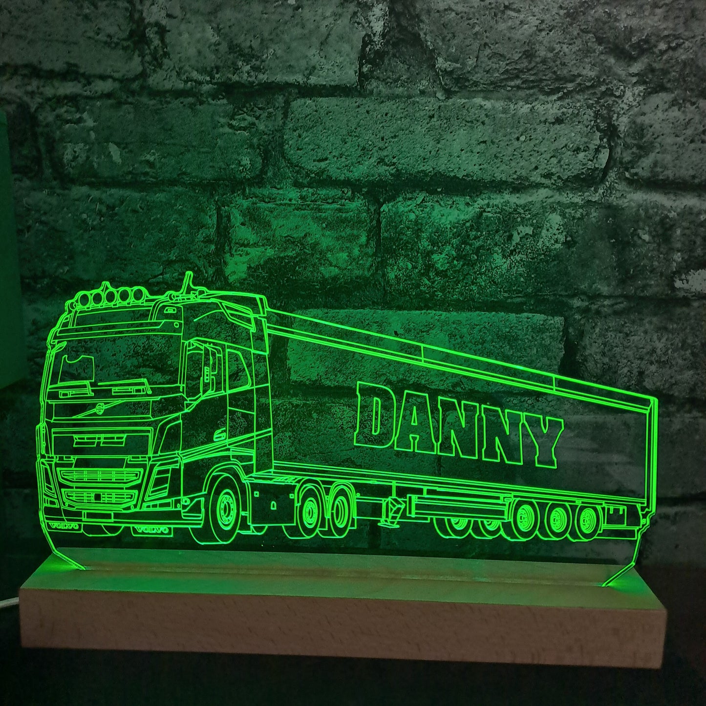 Personalised Volvo Lorry with Trailer LED Lamp Night Light