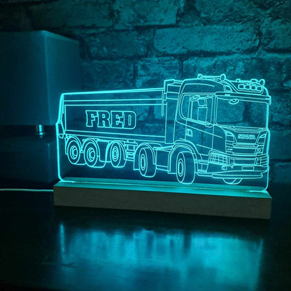 Gepersonaliseerde Scania vrachtwagen met aanhanger LED-lamp nachtlampje