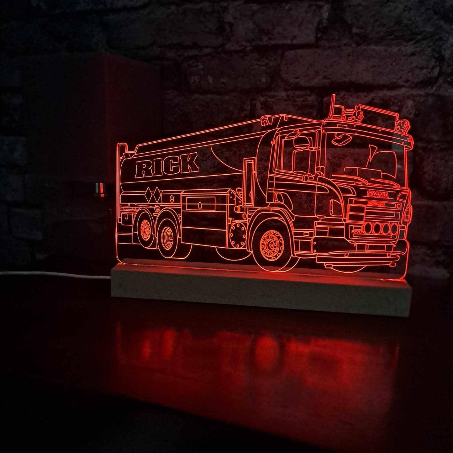 Personalised Scania Lorry with LPG Tanker Trailer LED Lamp Night Light