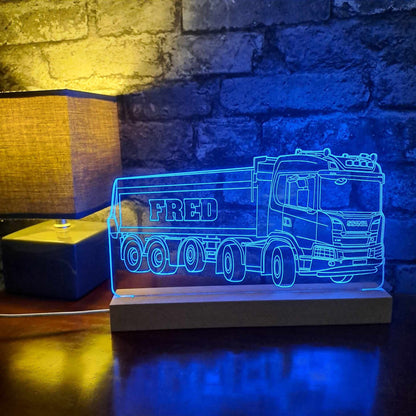 Gepersonaliseerde Scania vrachtwagen met aanhanger LED-lamp nachtlampje