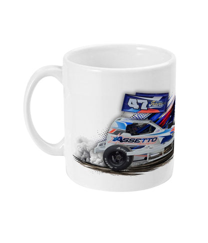 Simon Traves 47 Brisca F1 stock car mug — side view showing Assetto Motorsport car in action