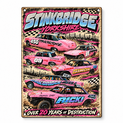 Stinkbridge A5 wooden retro sign – front view on white background