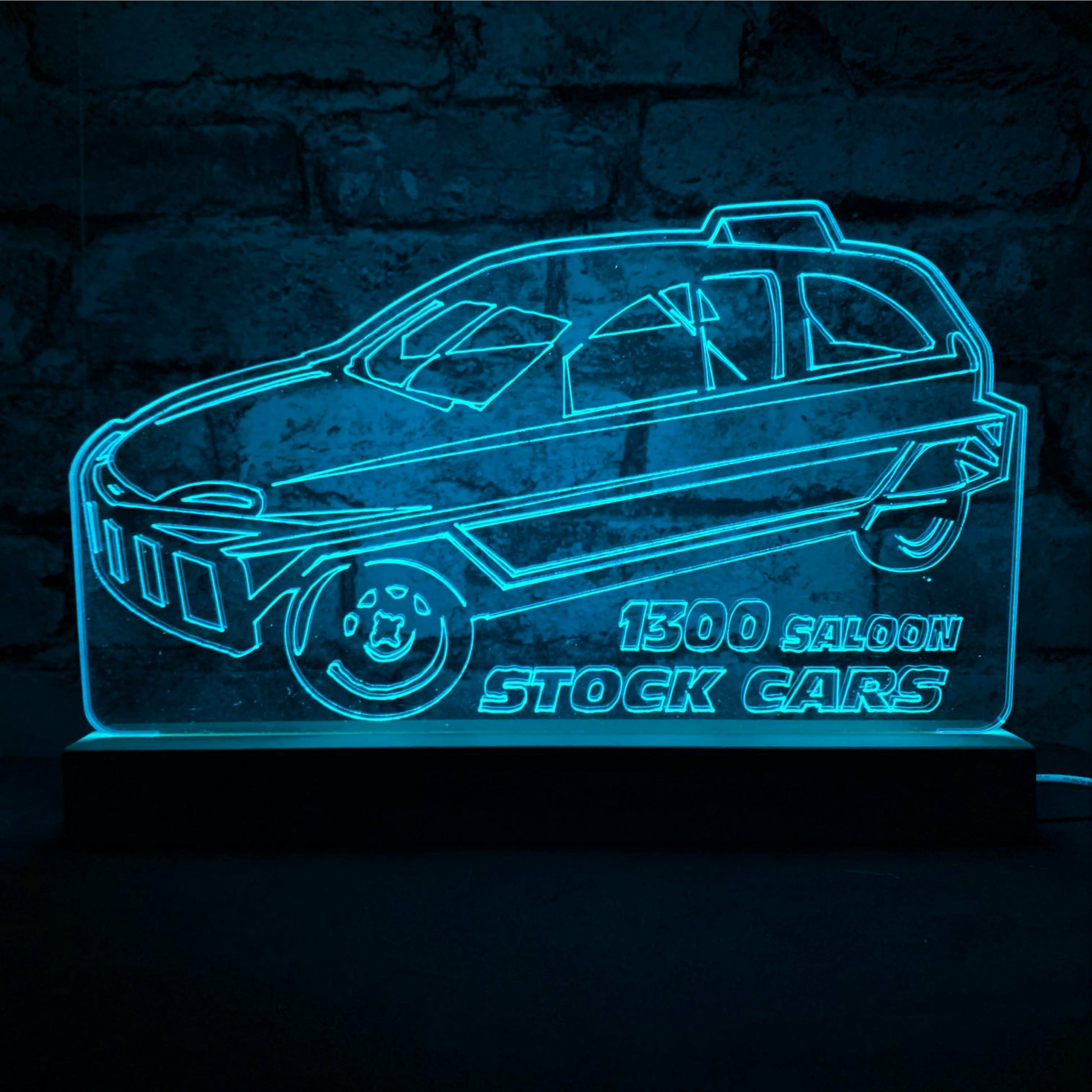 1300 Saloon Stock Car Night Light - Large Wooden Base - Night Light - Stock Car & Banger Toy Tracks