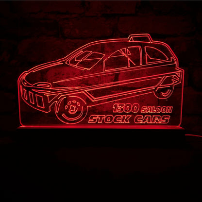 1300 Saloon Stock Car Night Light - Large Wooden Base - Night Light - Stock Car & Banger Toy Tracks