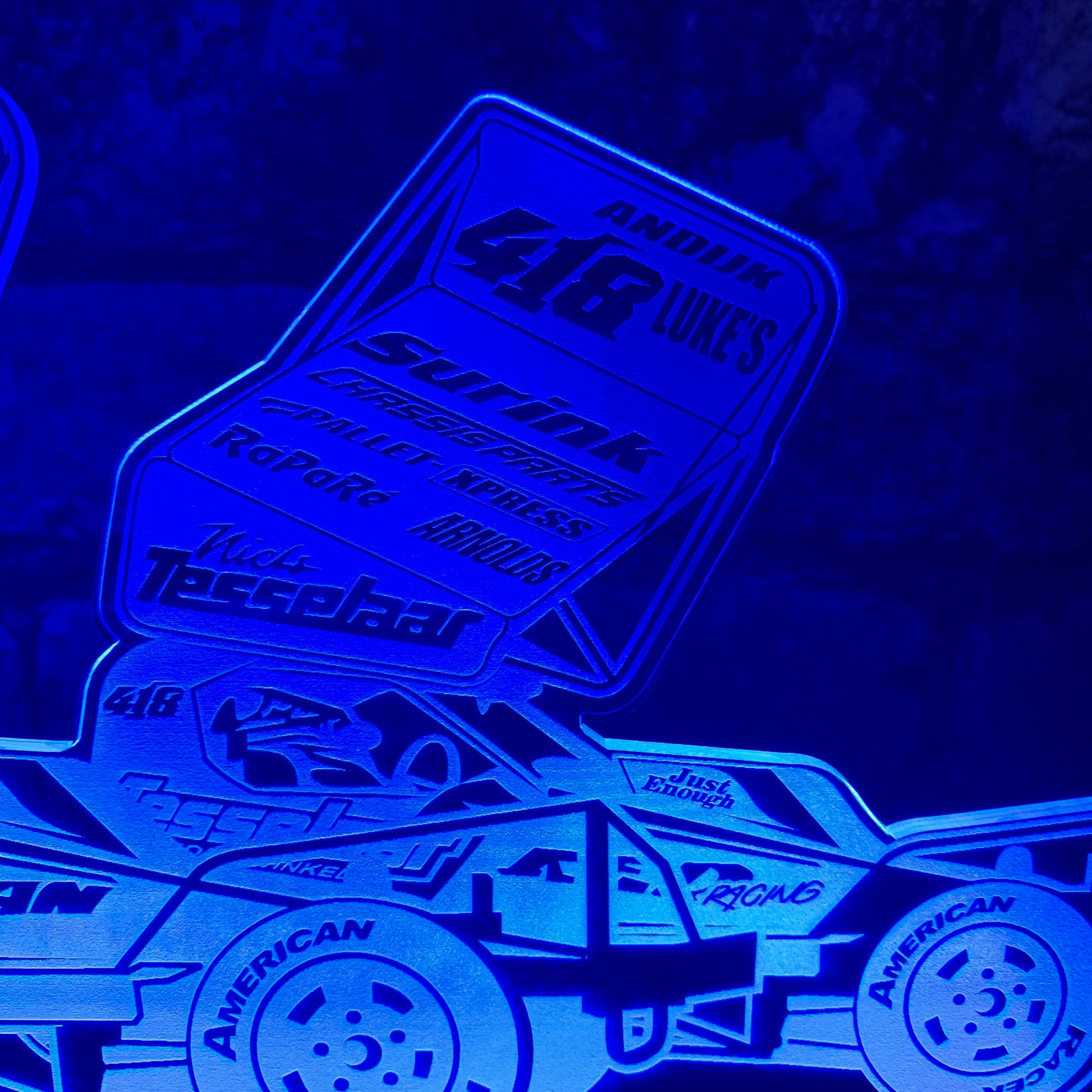 #410 & #418 Tesselar Brisca F1 Night Light - Large Wooden Base - Night Light - Stock Car & Banger Toy Tracks