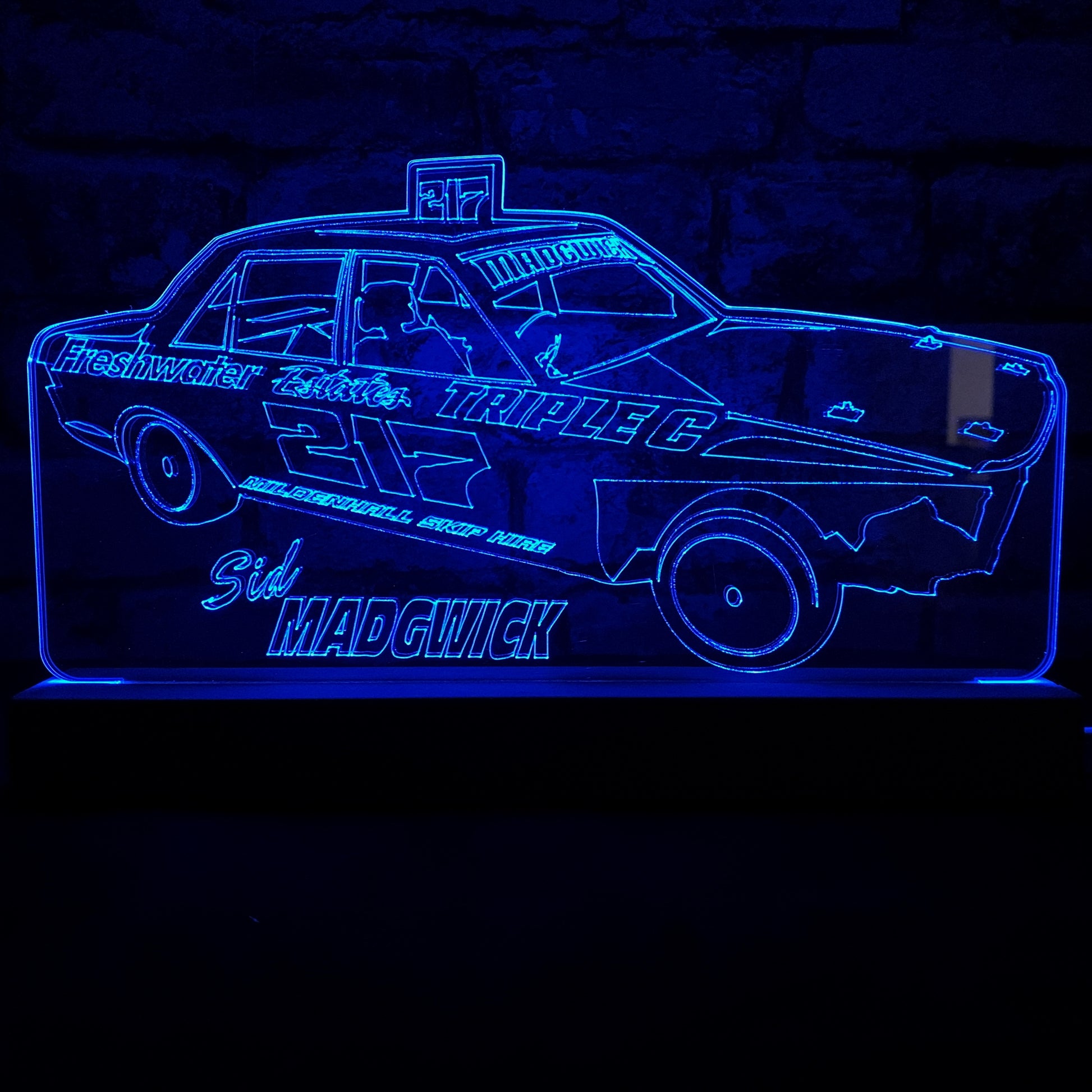Sid Madgwick #217 - Banger Night Light - Large Wooden Base - Night Light - Stock Car & Banger Toy Tracks