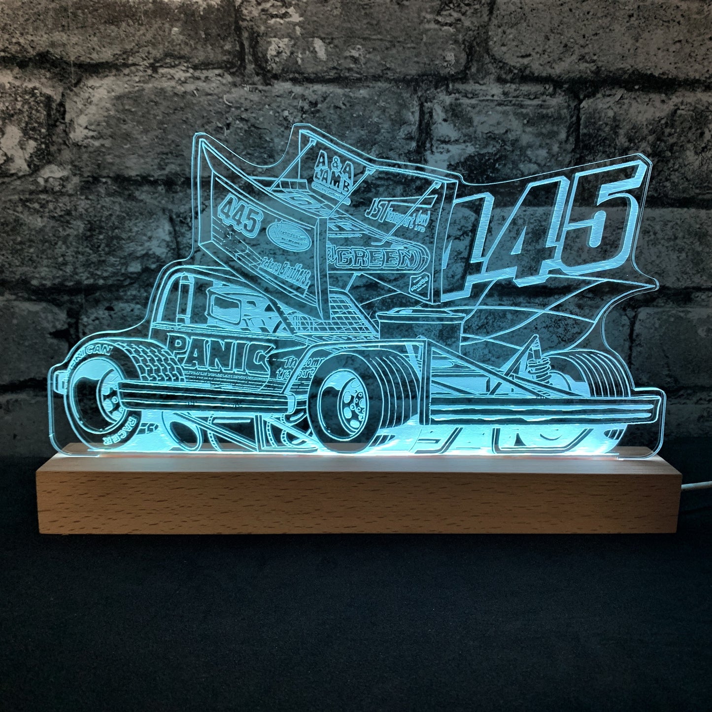 Nigel Green 445 Brisca F1 Night Light - Large Wooden Base - Night Light - Stock Car & Banger Toy Tracks