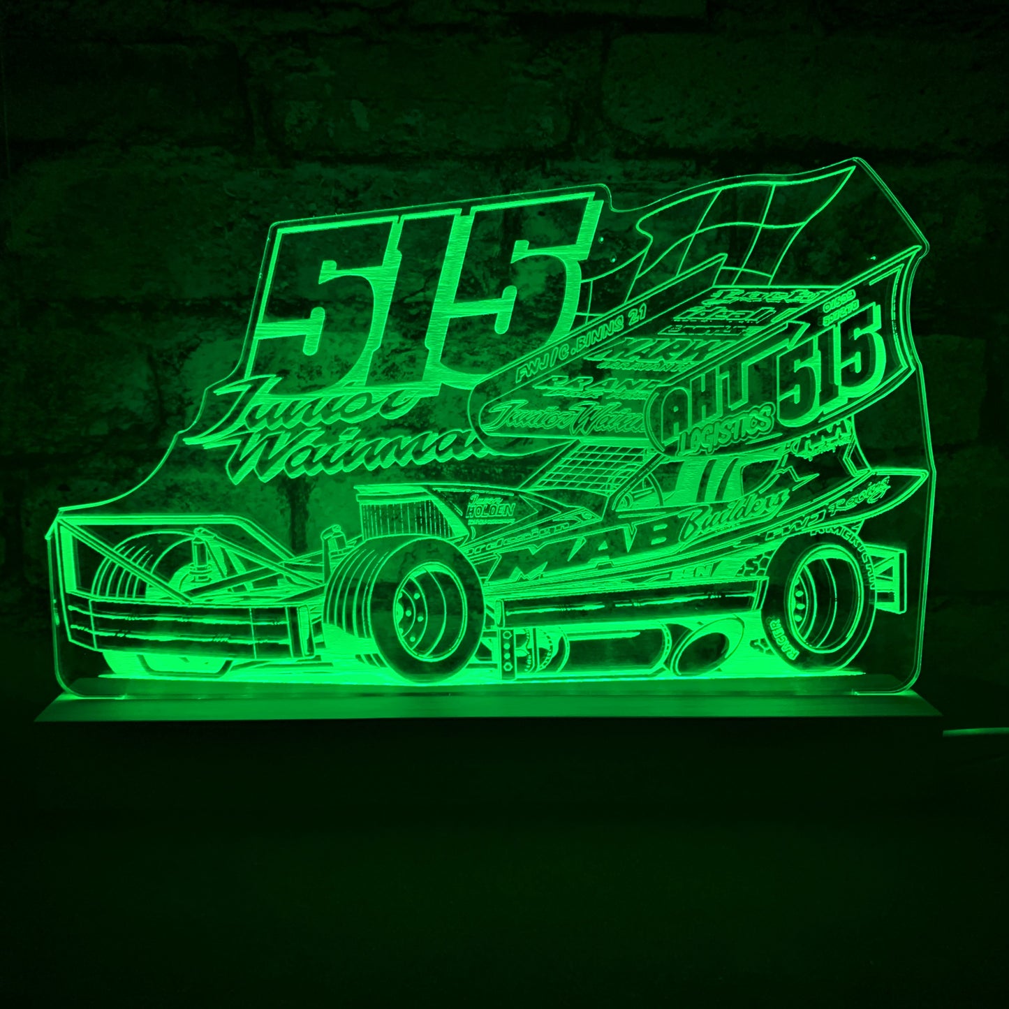 Frankie Wainman Jnr 515 Brisca F1 Night Light - Large Wooden Base - Night Light - Stock Car & Banger Toy Tracks