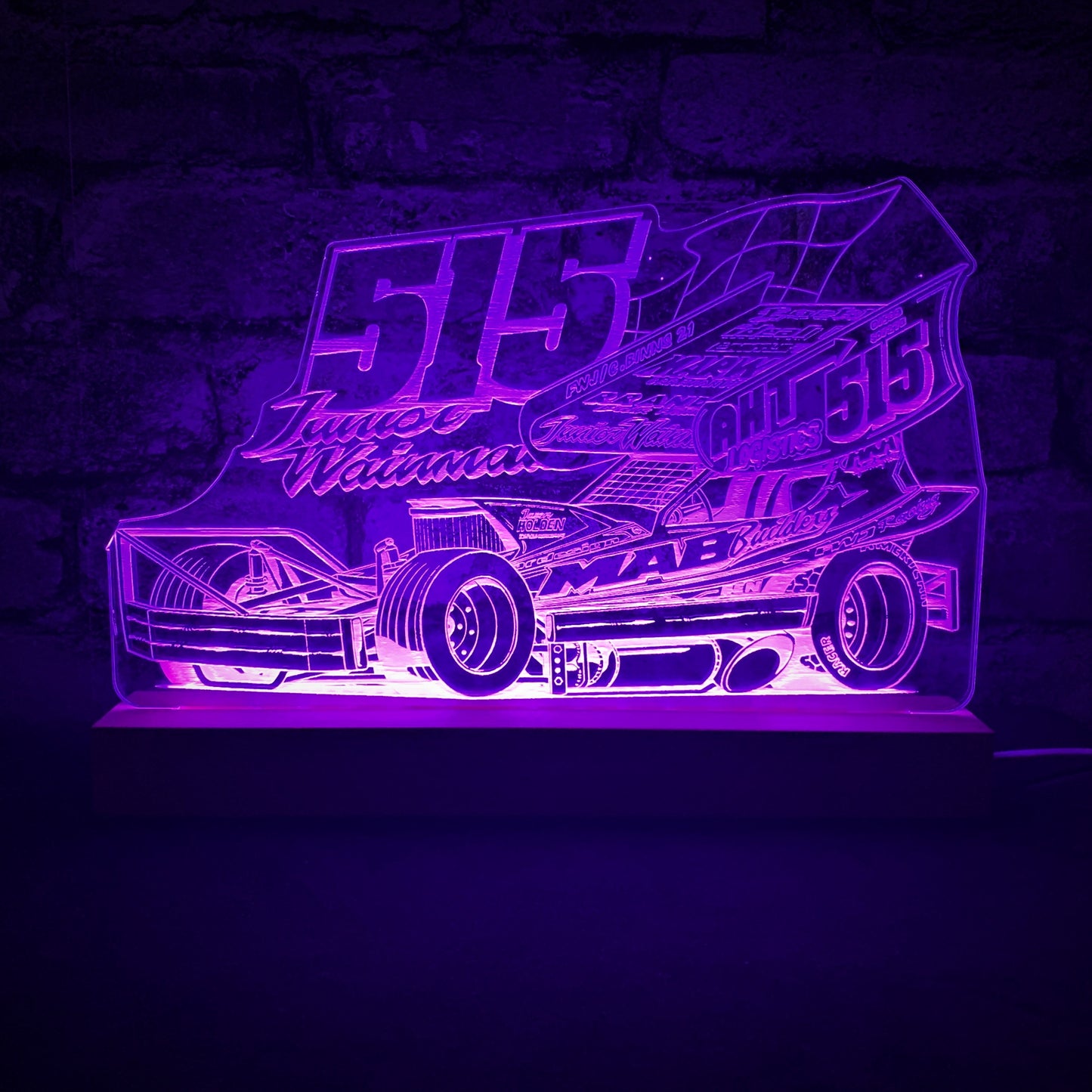 Frankie Wainman Jnr 515 Brisca F1 Night Light - Large Wooden Base - Night Light - Stock Car & Banger Toy Tracks