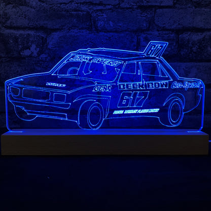 Jack Overy #617 - Banger Night Light - Large Wooden Base - Night Light - Stock Car & Banger Toy Tracks
