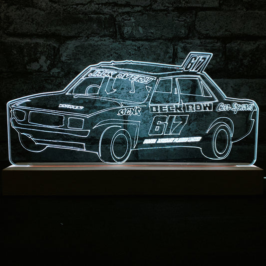 Jack Overy #617 - Banger Night Light - Large Wooden Base - Night Light - Stock Car & Banger Toy Tracks