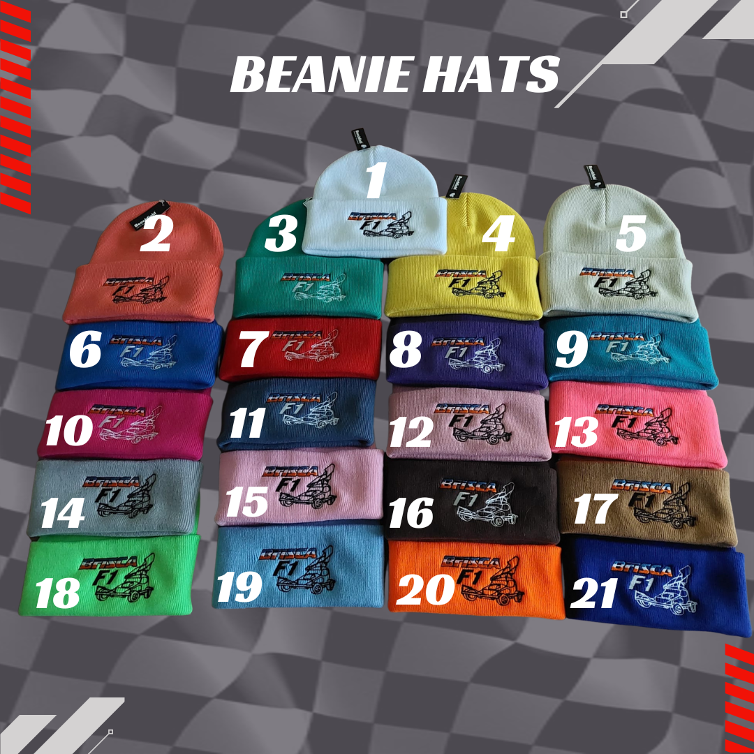 Brisca F1 Beanie Hats in a Variety of Colours - Hats - Stock Car & Banger Toy Tracks