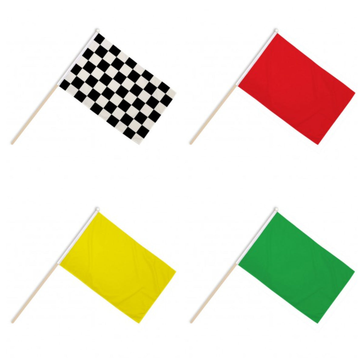 Racing Flag Set - Green, Yellow, Red & Checkered - Flag - Stock Car & Banger Toy Tracks