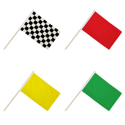 Racing Flag Set - Green, Yellow, Red & Checkered - Flag - Stock Car & Banger Toy Tracks