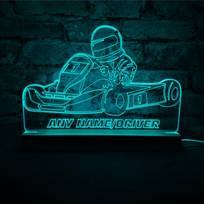 Go Kart Night Light - Large Wooden Base - Night Light - Stock Car & Banger Toy Tracks