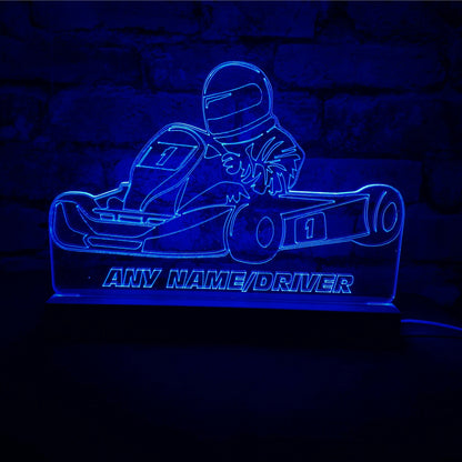 Go Kart Night Light - Large Wooden Base - Night Light - Stock Car & Banger Toy Tracks