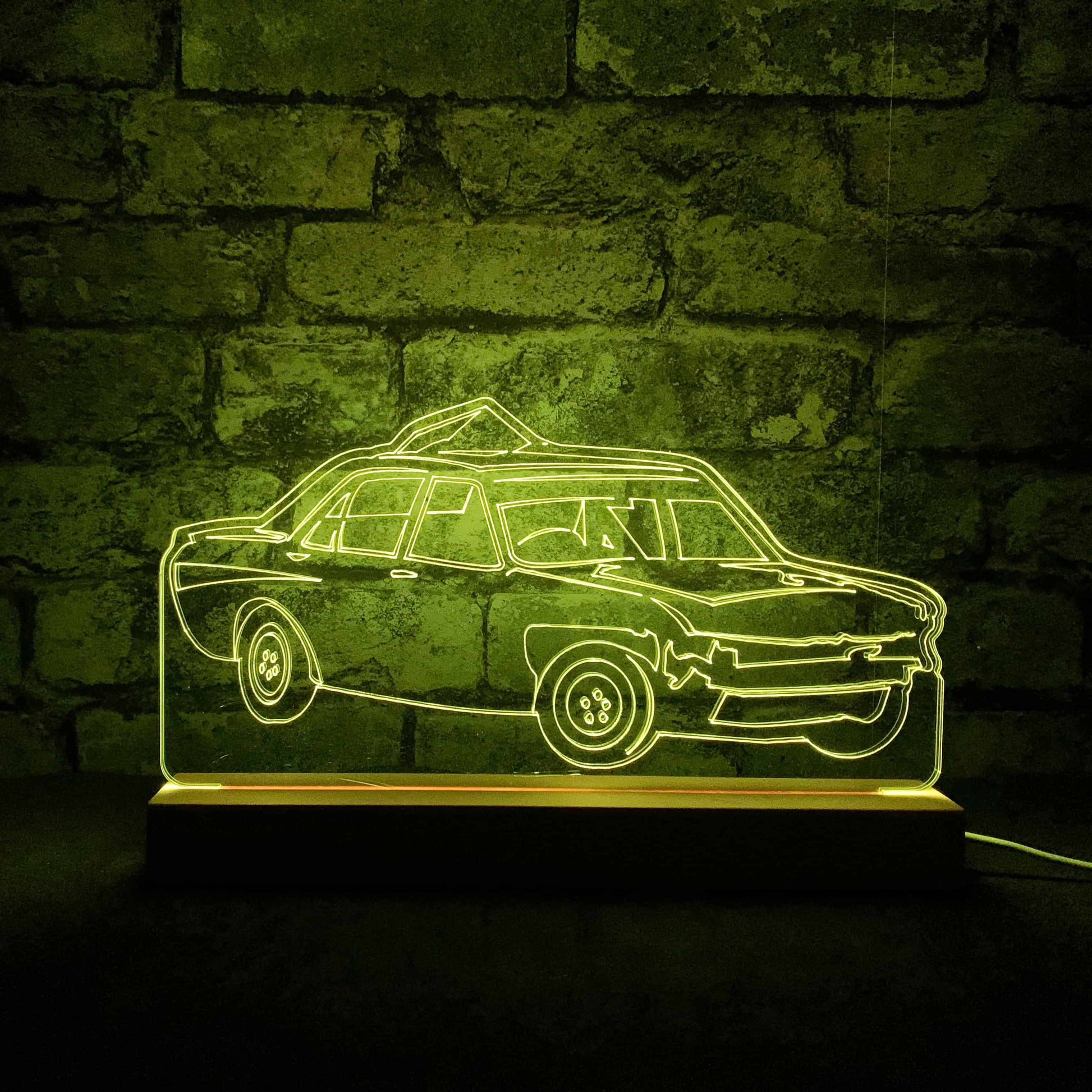 Granada Drift Banger Night Light - Large Wooden Base - Night Lights & Ambient Lighting - Stock Car & Banger Toy Tracks