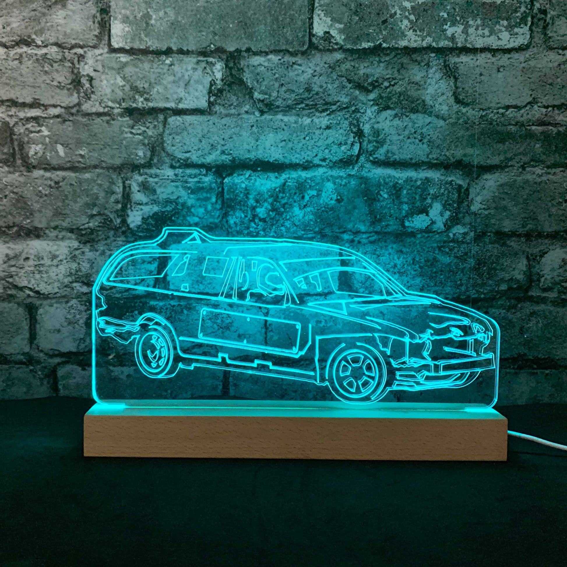 Mercedes Banger Night Light - Large Wooden Base - Night Lights & Ambient Lighting - Stock Car & Banger Toy Tracks
