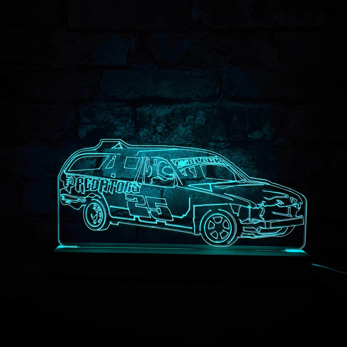 Predators (Matt Black) Banger Night Light - Large Wooden Base - Night Lights & Ambient Lighting - Stock Car & Banger Toy Tracks