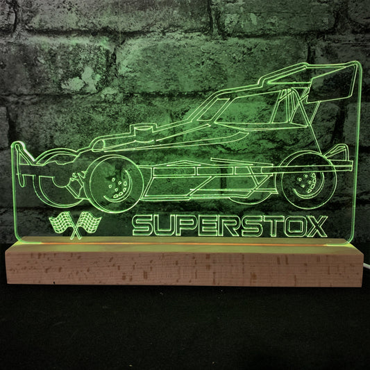 Superstox Night Light - Large Wooden Base - Night Light - Stock Car & Banger Toy Tracks