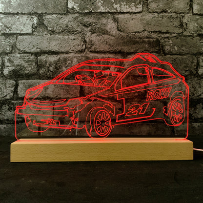 Astra Mk3 Banger Night Light - Large Wooden Base - Night Lights & Ambient Lighting - Stock Car & Banger Toy Tracks