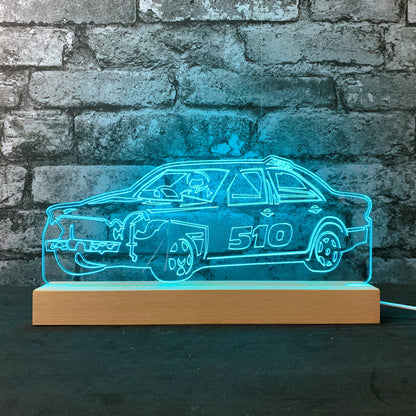 E Class Merc Banger Night Light - Large Wooden Base - Night Lights & Ambient Lighting - Stock Car & Banger Toy Tracks