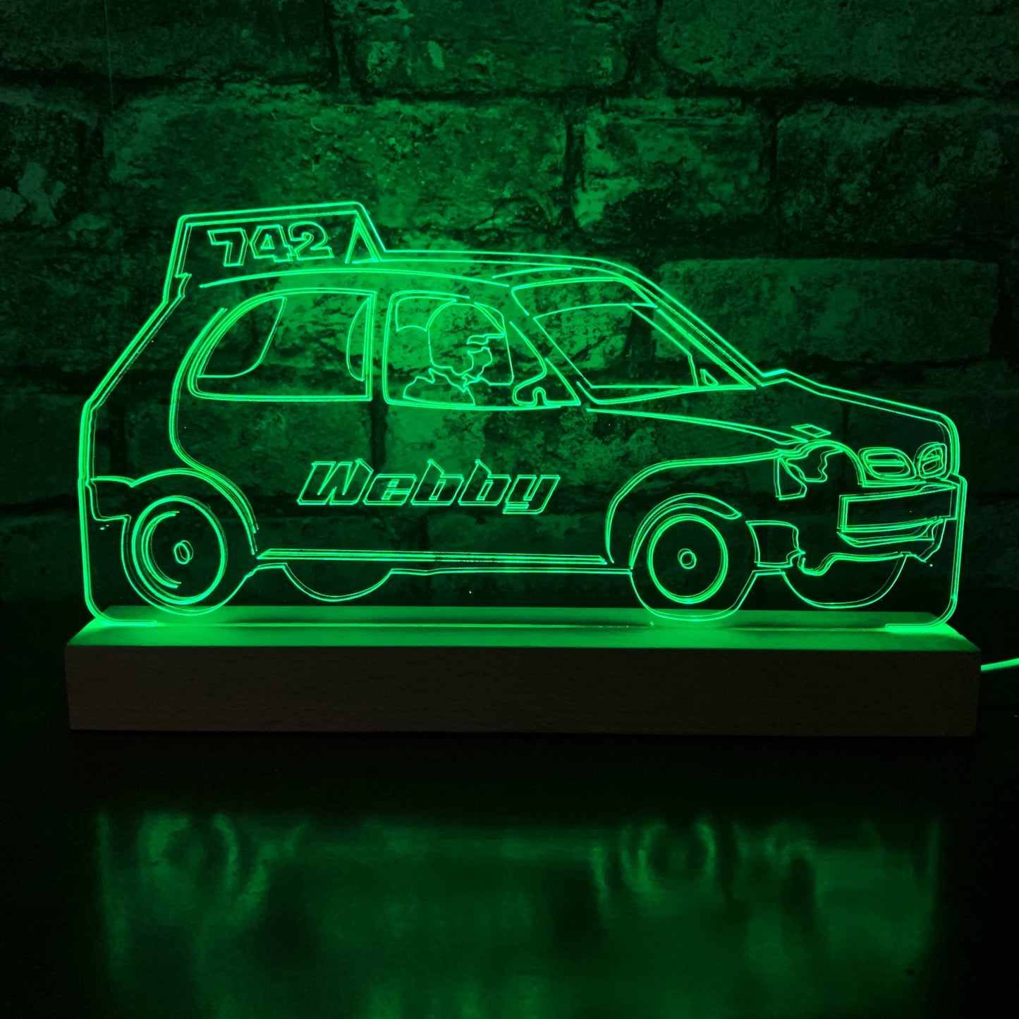 Micra Banger Night Light - Large Wooden Base - Night Lights & Ambient Lighting - Stock Car & Banger Toy Tracks