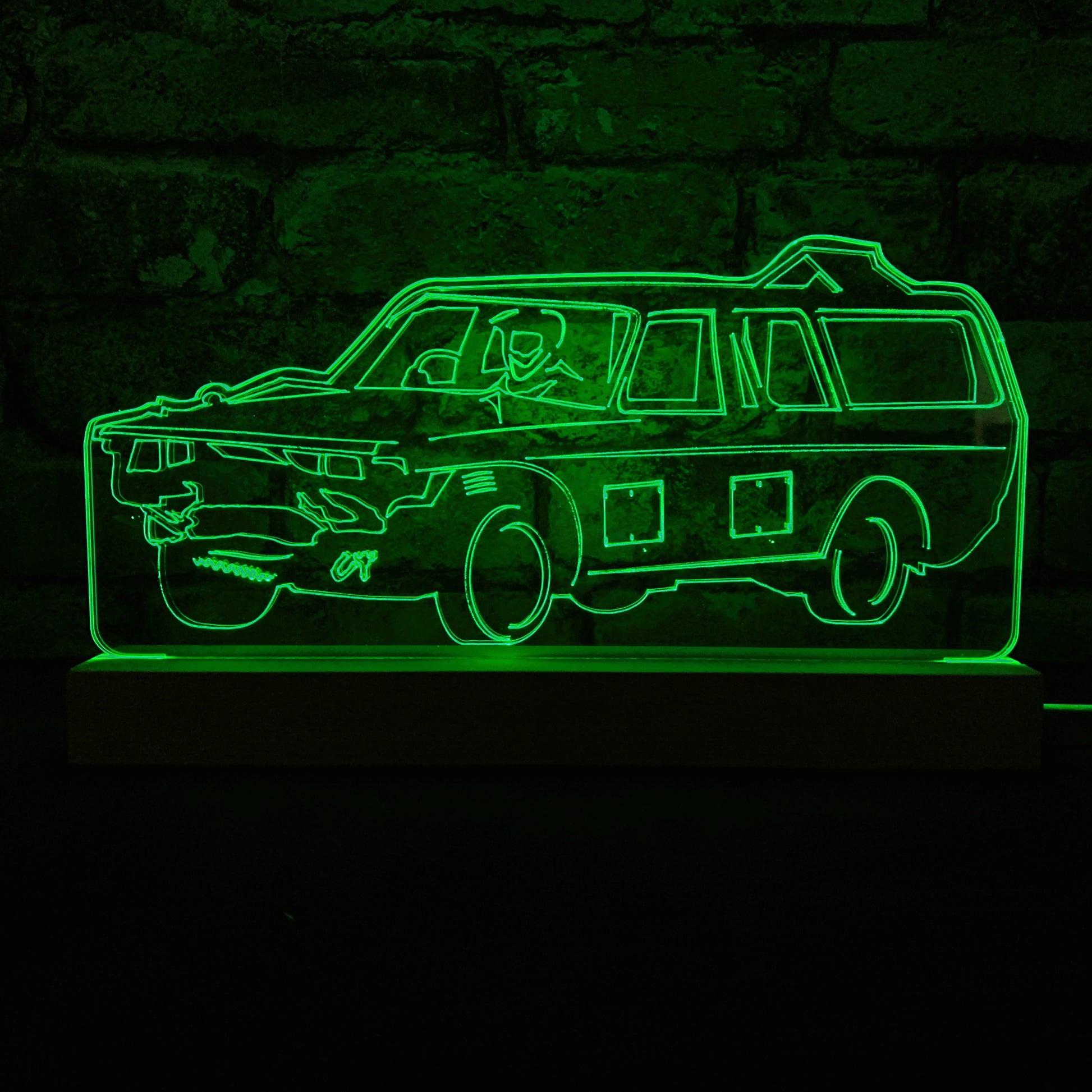 Volvo Estate Banger Night Light - Large Wooden Base - Night Lights & Ambient Lighting - Stock Car & Banger Toy Tracks